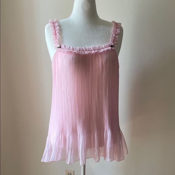 Victoria's Secret Light Pink Ruffle-Trim Pleated Camisole